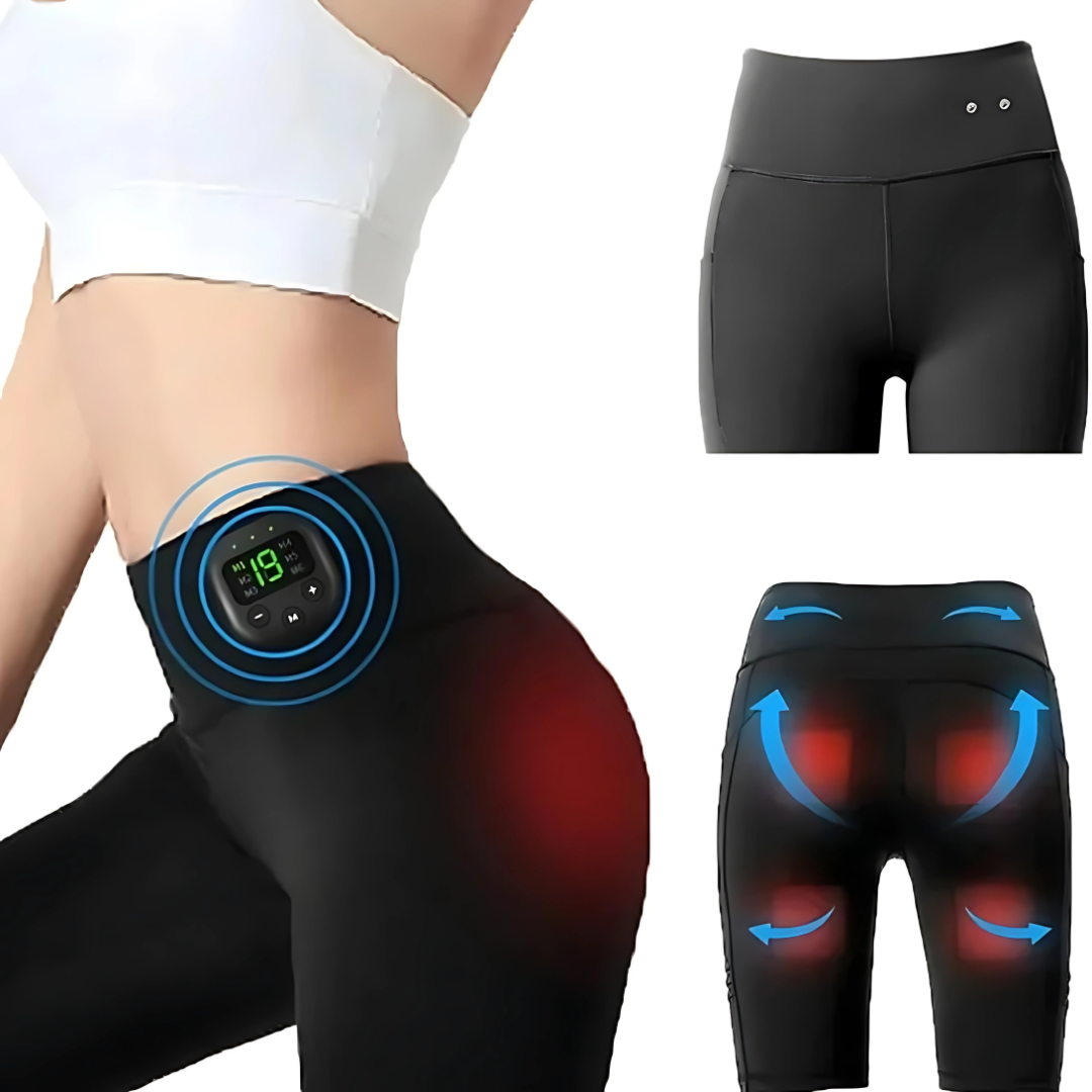 EMS Yoga Shorts mit Muskelstimulator – High Waist Trainingshose zur Gesäßstraffung & Muskelaktivierung mit 8 Modi & Presotherapie