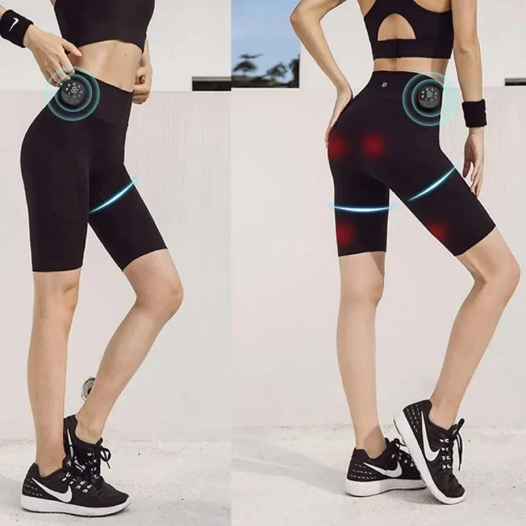 EMS Yoga Shorts mit Muskelstimulator – High Waist Trainingshose zur Gesäßstraffung & Muskelaktivierung mit 8 Modi & Presotherapie
