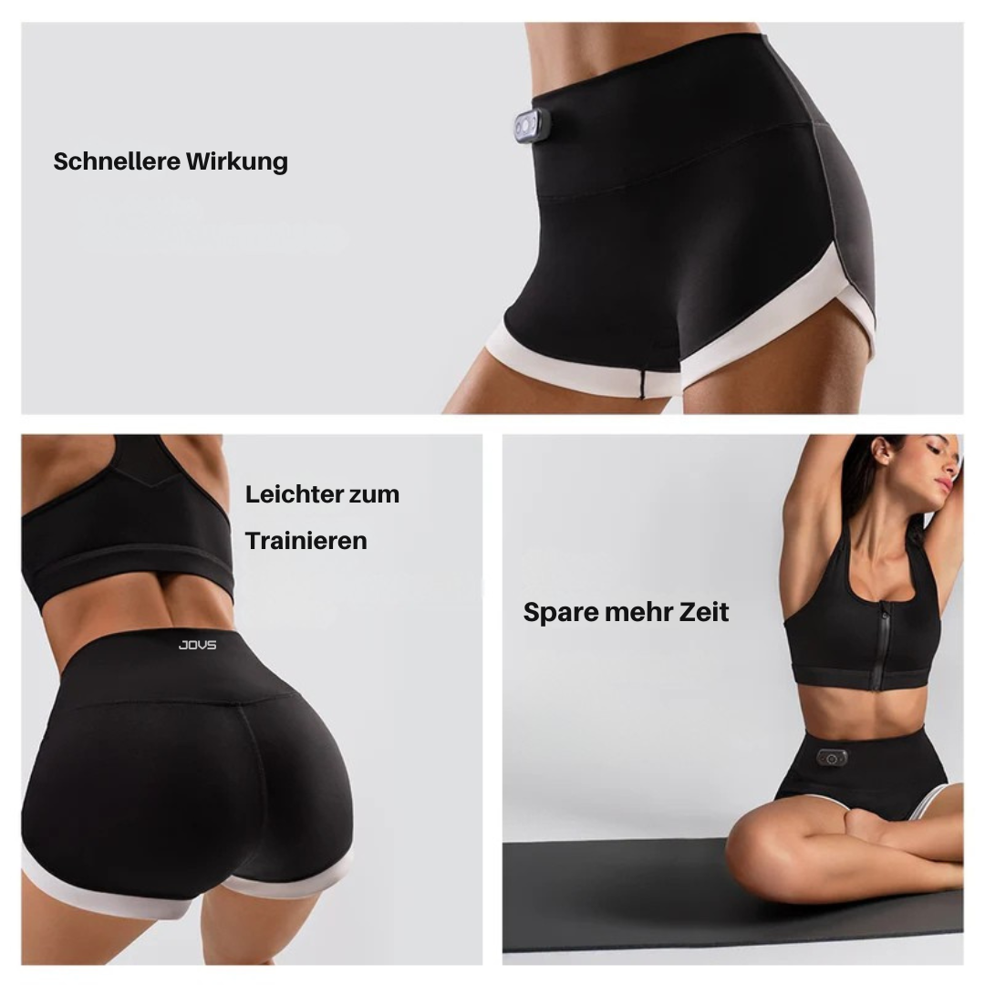 EMS Yoga Shorts mit Muskelstimulator – High Waist Trainingshose zur Gesäßstraffung & Muskelaktivierung mit 8 Modi & Presotherapie