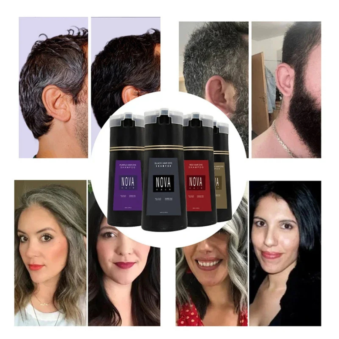 Haarfärbe-Shampoo für Sie & Ihn – Instant Color Shampoo mit Pflegeformel gegen graue Haare & für gesunde Kopfhaut