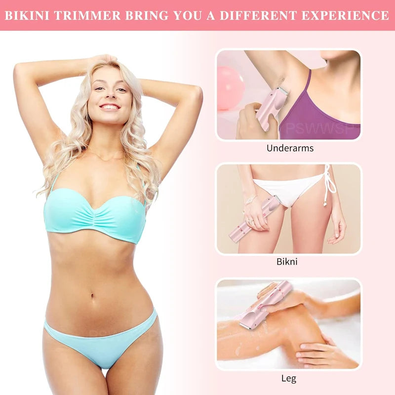 Shiny 2 in 1 Rasierer und Trimmer / Epilierer – Schmerzloser Elektrorasierer für Damen mit Gesichtsepilierer & Trimmer für Bikinizone & Beine