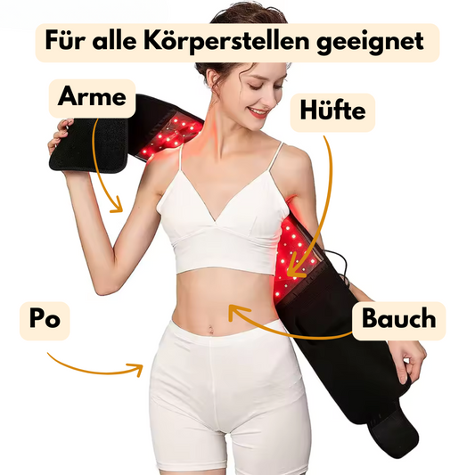 Fettverbrennungs-Gürtel mit LED-Licht – Rotlichttherapie (660/850 nm) für Taille & Rücken – Infrarot Wärmewickel