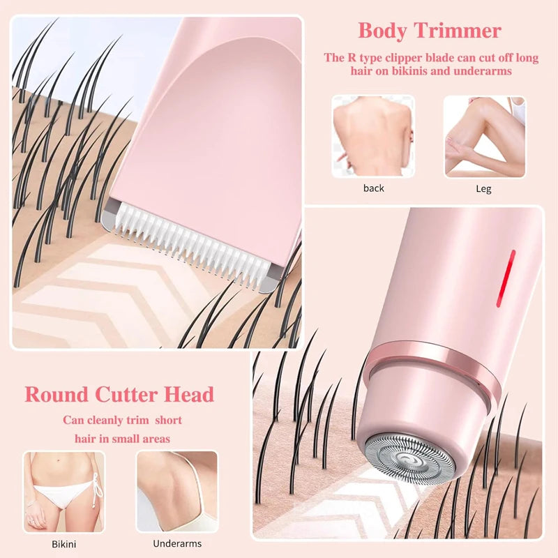 Shiny 2 in 1 Rasierer und Trimmer / Epilierer – Schmerzloser Elektrorasierer für Damen mit Gesichtsepilierer & Trimmer für Bikinizone & Beine