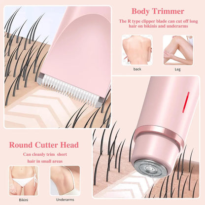 Shiny 2 in 1 Rasierer und Trimmer / Epilierer – Schmerzloser Elektrorasierer für Damen mit Gesichtsepilierer & Trimmer für Bikinizone & Beine